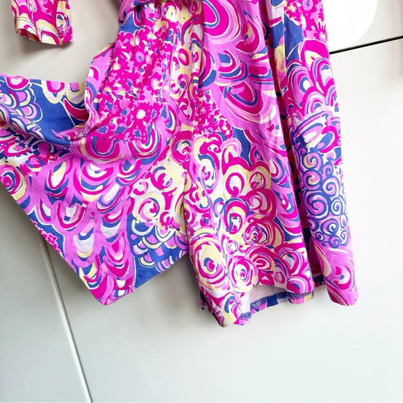 Lilly Pulitzer Karlie Wrap Front Romper Pink Multicolor Size XS Tie Front - Picture 6 of 9